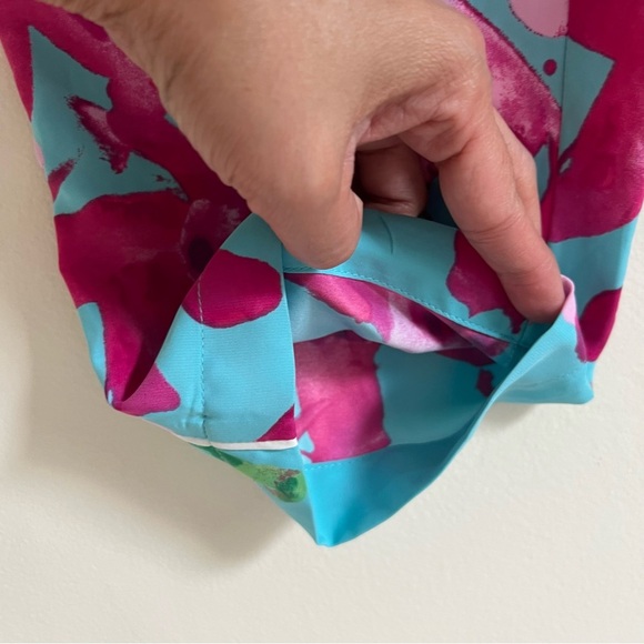 Natori Womens Pants Small Blue Pink Floral Preppy Tapered Silhouette Casual Chic - Picture 5 of 16